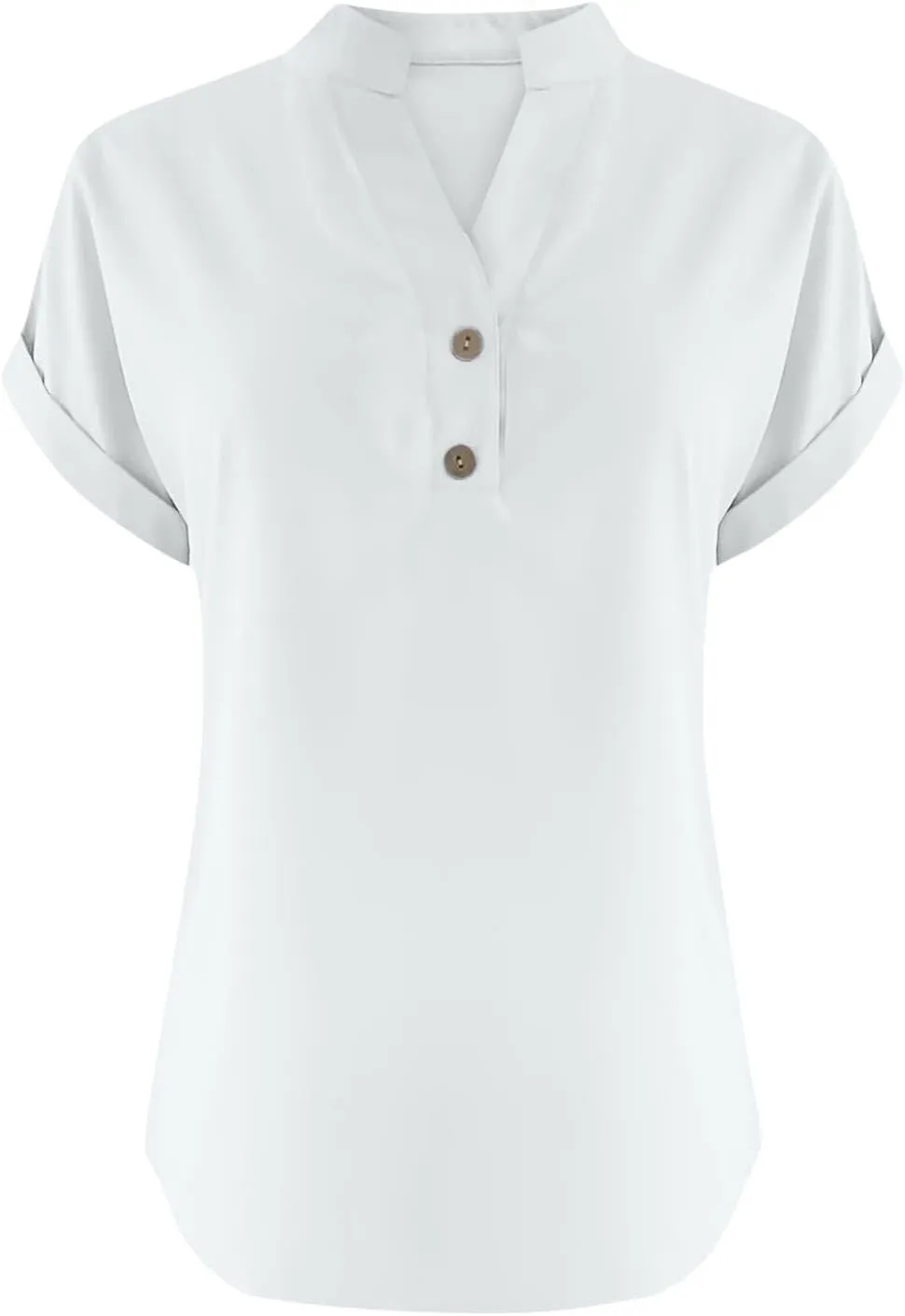Summer Tops for Women 2025 Vacation Trendy Short Sleeve Cotton Linen Shirts Dressy Casual V Neck Buttons Blouse tees
