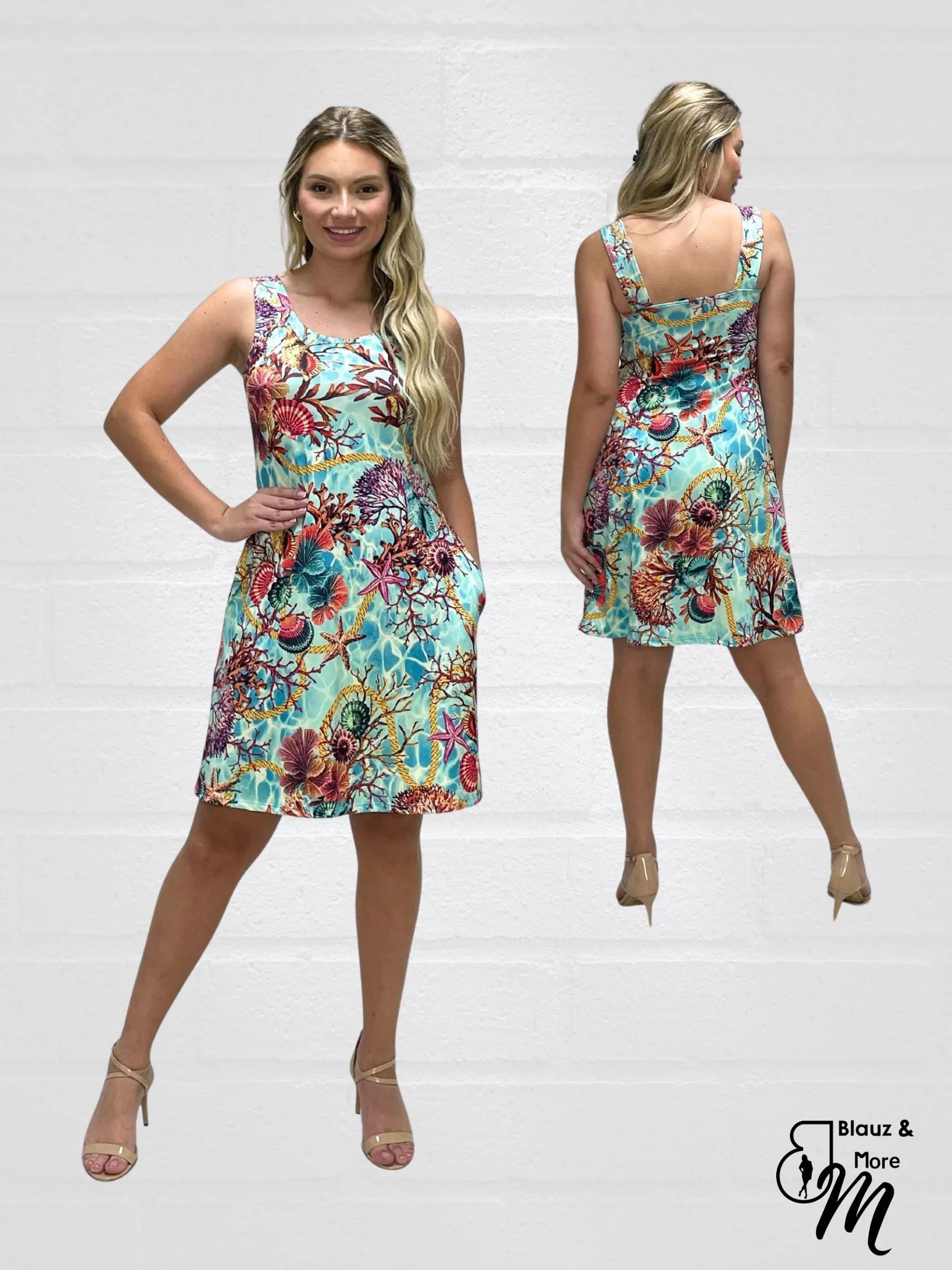 SUNDRESS - Skater Style tank dress with square back with Pockets - D2061