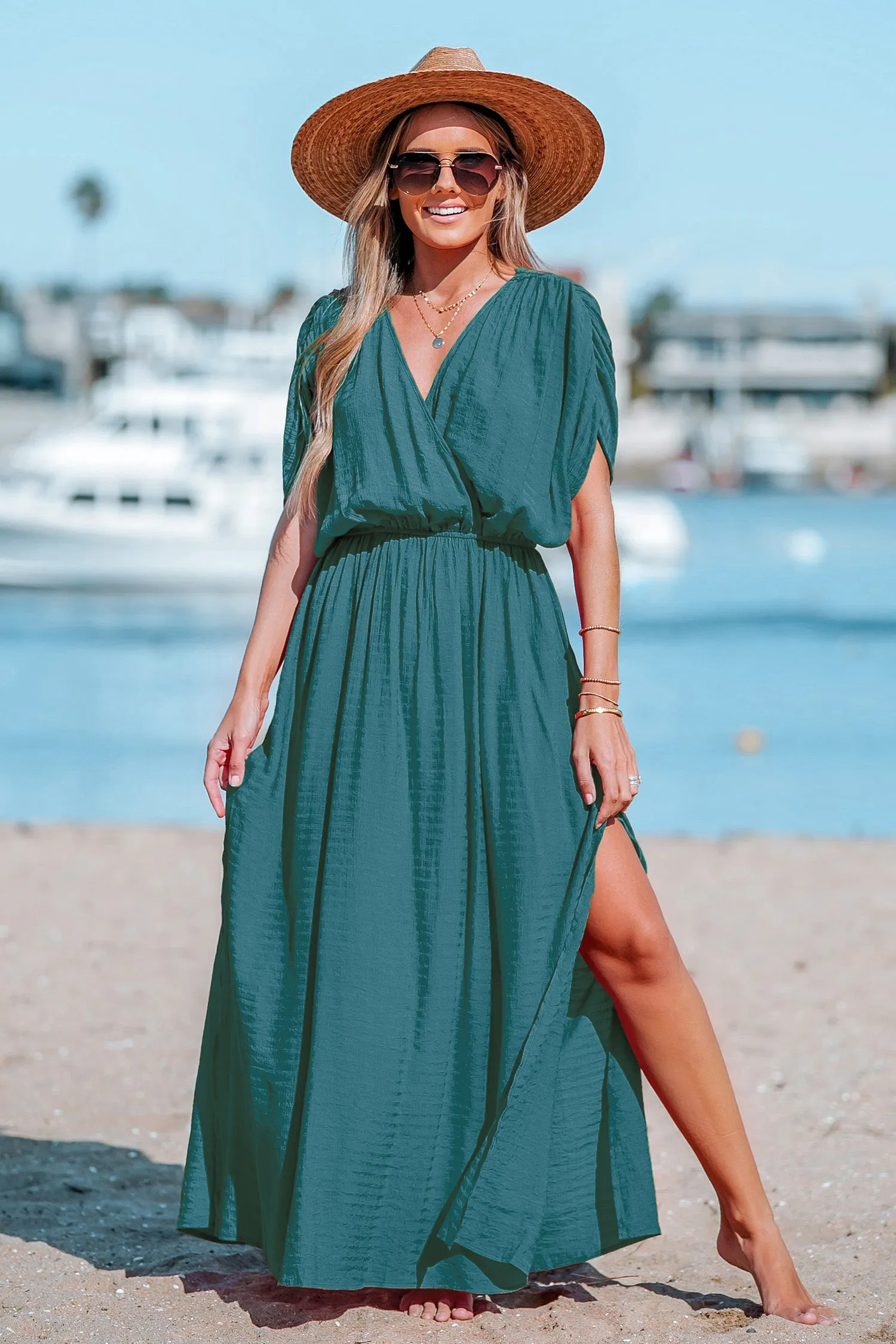 Surplice Neck Maxi Dress
