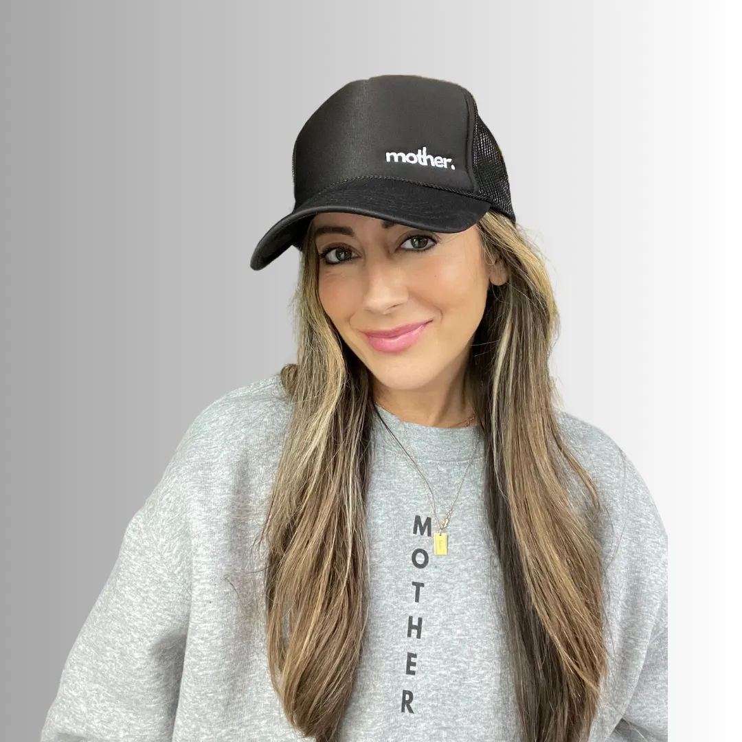 The Mini Mother Embroidered Women's Trucker Hat - Black