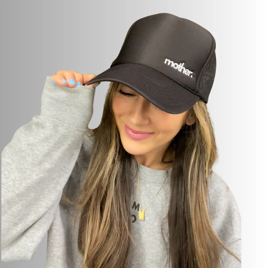 The Mini Mother Embroidered Women's Trucker Hat - Black
