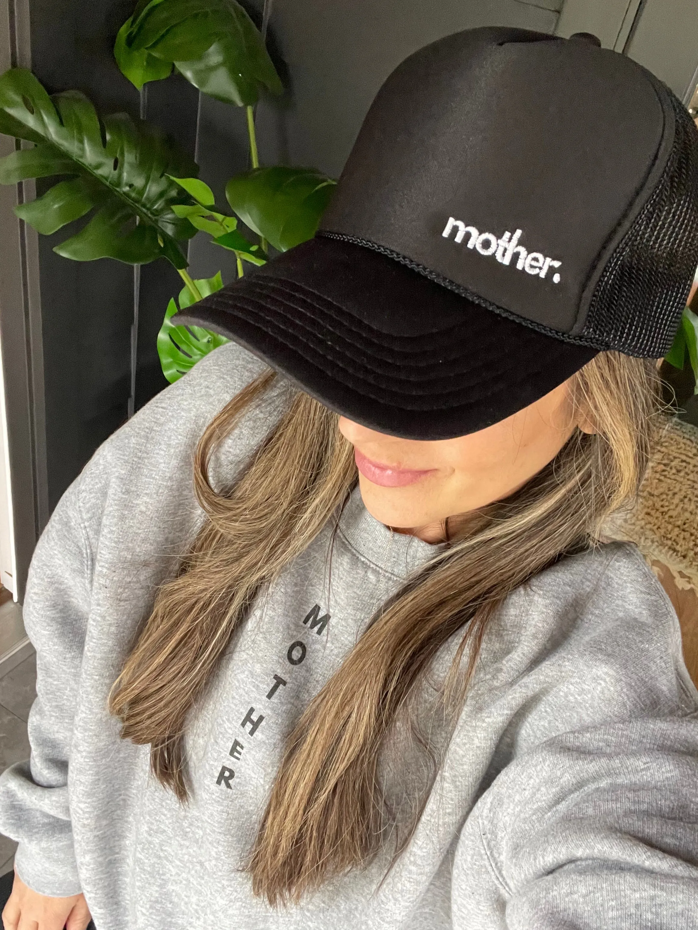 The Mini Mother Embroidered Women's Trucker Hat - Black