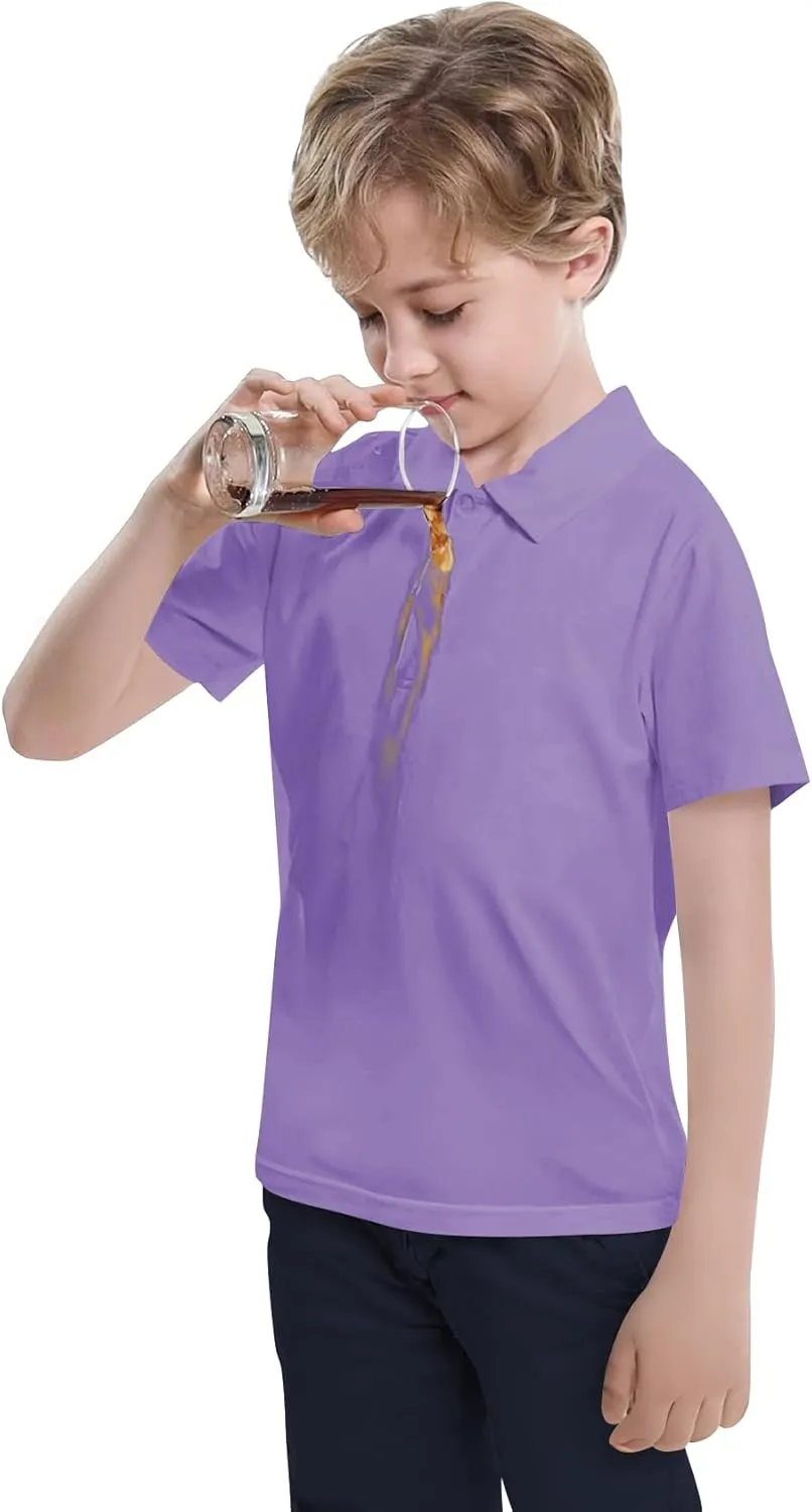 Toddler to Youth Stain Resistant Polo Shirts Kids Collared Golf T-Shirt School Uniform for Boys and Girls