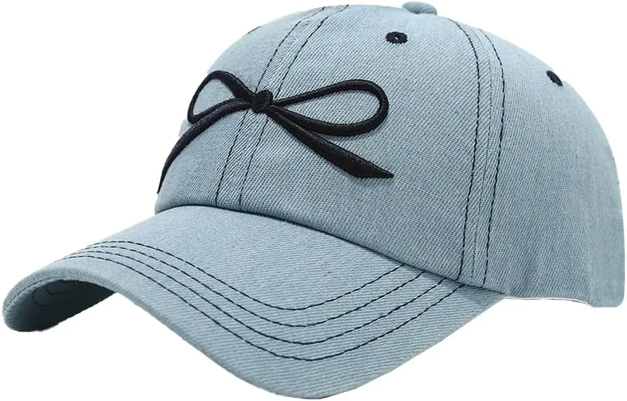 Trendy Bow-Tie Baseball Cap for Women Fashion Y2k Sun Hats Adjustable Bowknot Trucker Hat Outdoor UV Protection Visor Cap