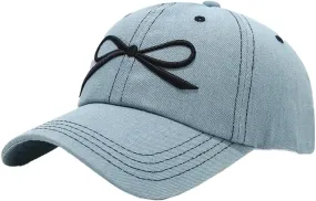 Trendy Bow-Tie Baseball Cap for Women Fashion Y2k Sun Hats Adjustable Bowknot Trucker Hat Outdoor UV Protection Visor Cap