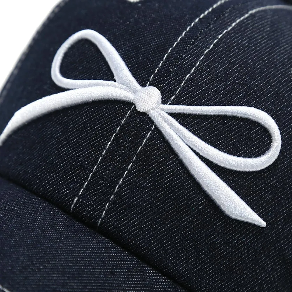 Trendy Bow-Tie Baseball Cap for Women Fashion Y2k Sun Hats Adjustable Bowknot Trucker Hat Outdoor UV Protection Visor Cap