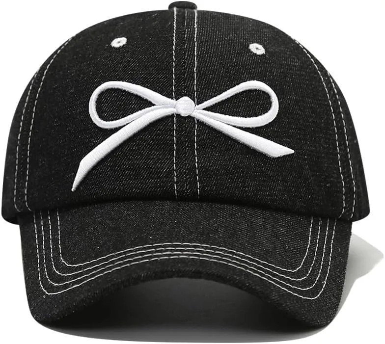 Trendy Bow-Tie Baseball Cap for Women Fashion Y2k Sun Hats Adjustable Bowknot Trucker Hat Outdoor UV Protection Visor Cap