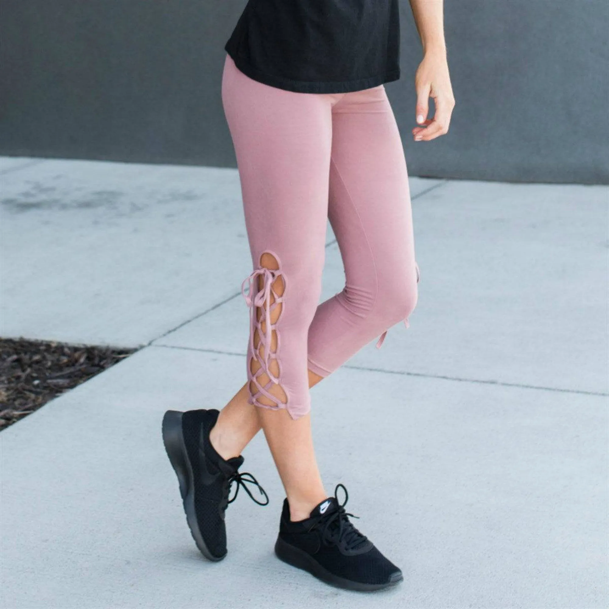 Ultra Soft Lace Up Crop Leggings