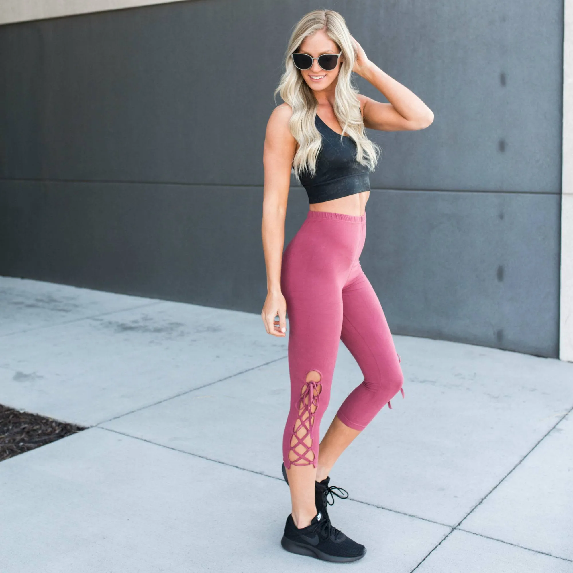 Ultra Soft Lace Up Crop Leggings