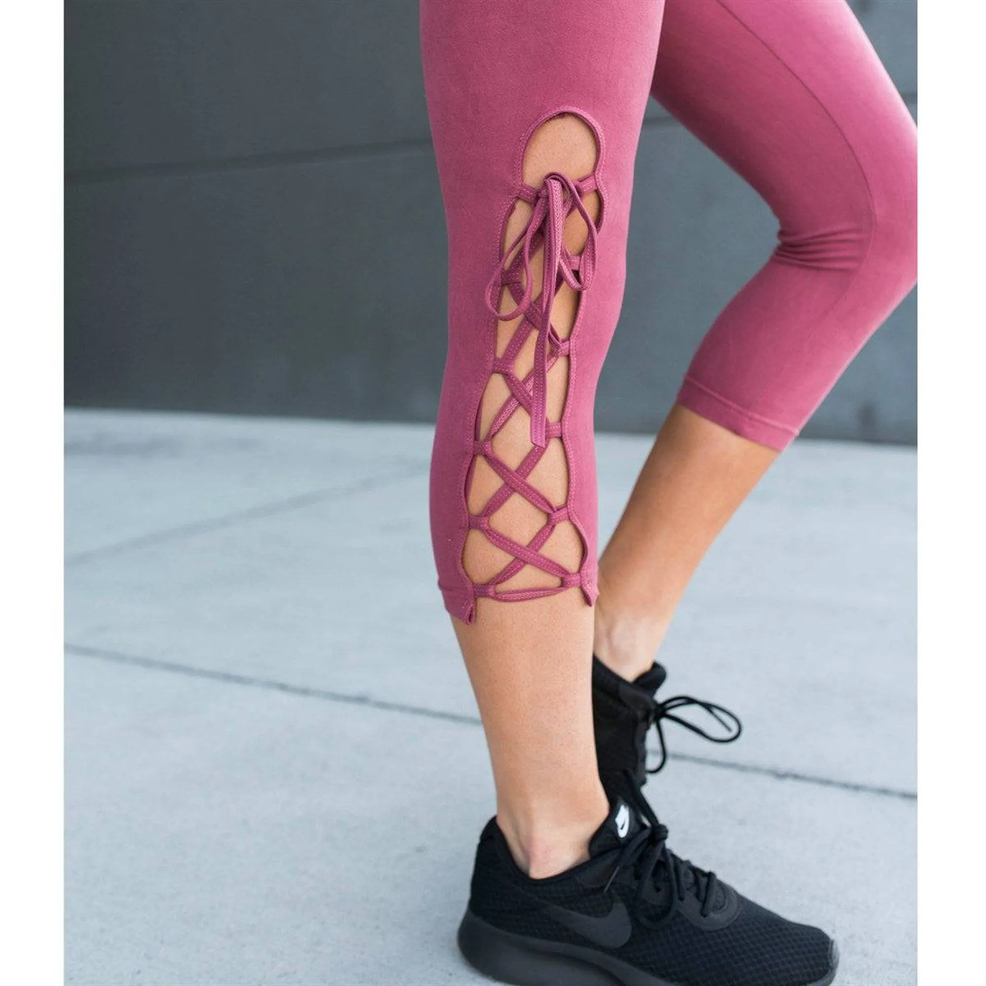 Ultra Soft Lace Up Crop Leggings