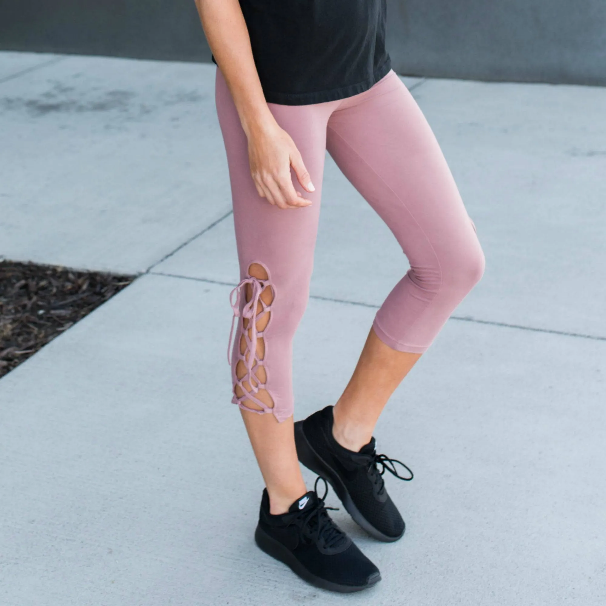 Ultra Soft Lace Up Crop Leggings