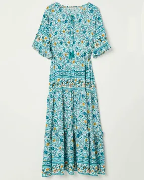 Verona Boho Bell Sleeve Maxi Dress | Teal