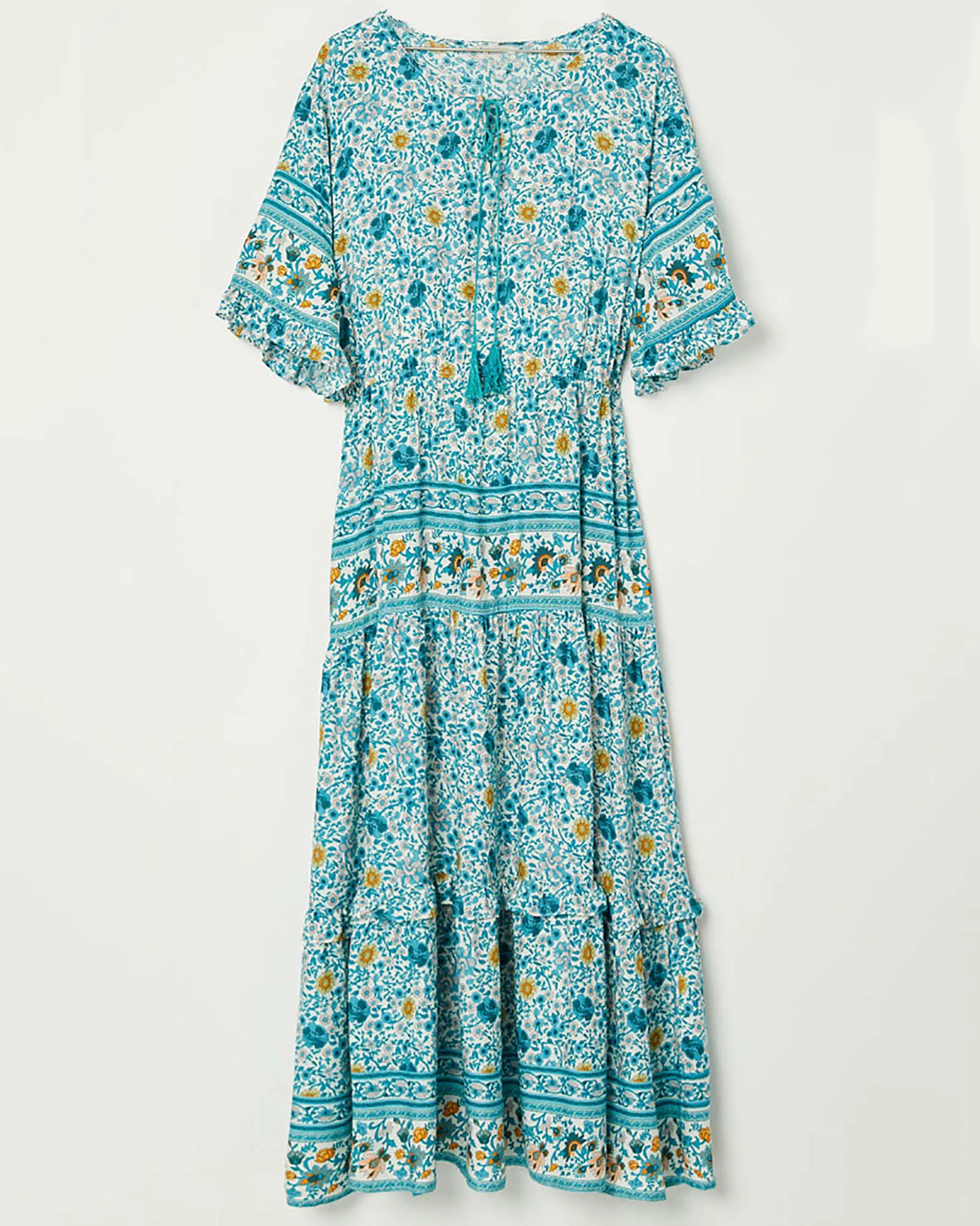 Verona Boho Bell Sleeve Maxi Dress | Teal