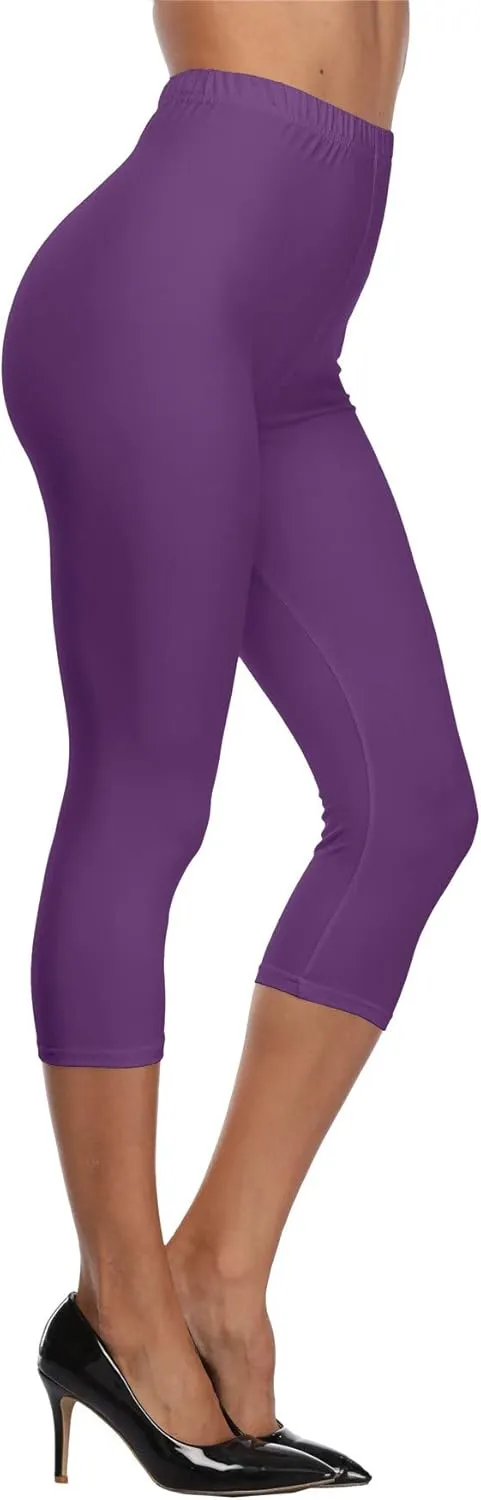 VOGUEMAX Women's Capri Leggings High Waist Soft and Comfy Cropped Leggings Tights 3/4 Length