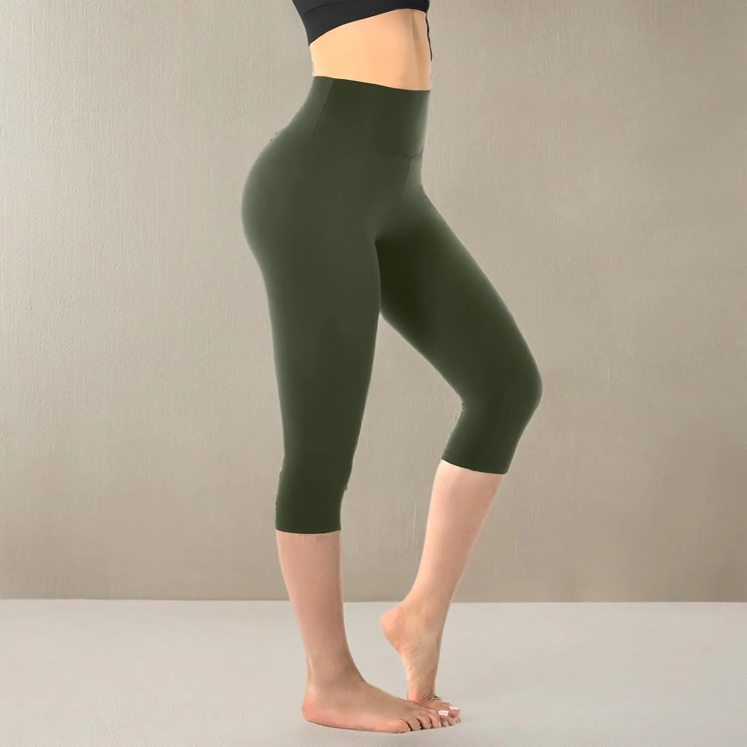 Walifrey Capri Leggings for Women, Buttery Soft High Waisted Leggings for Gym Yoga Workout