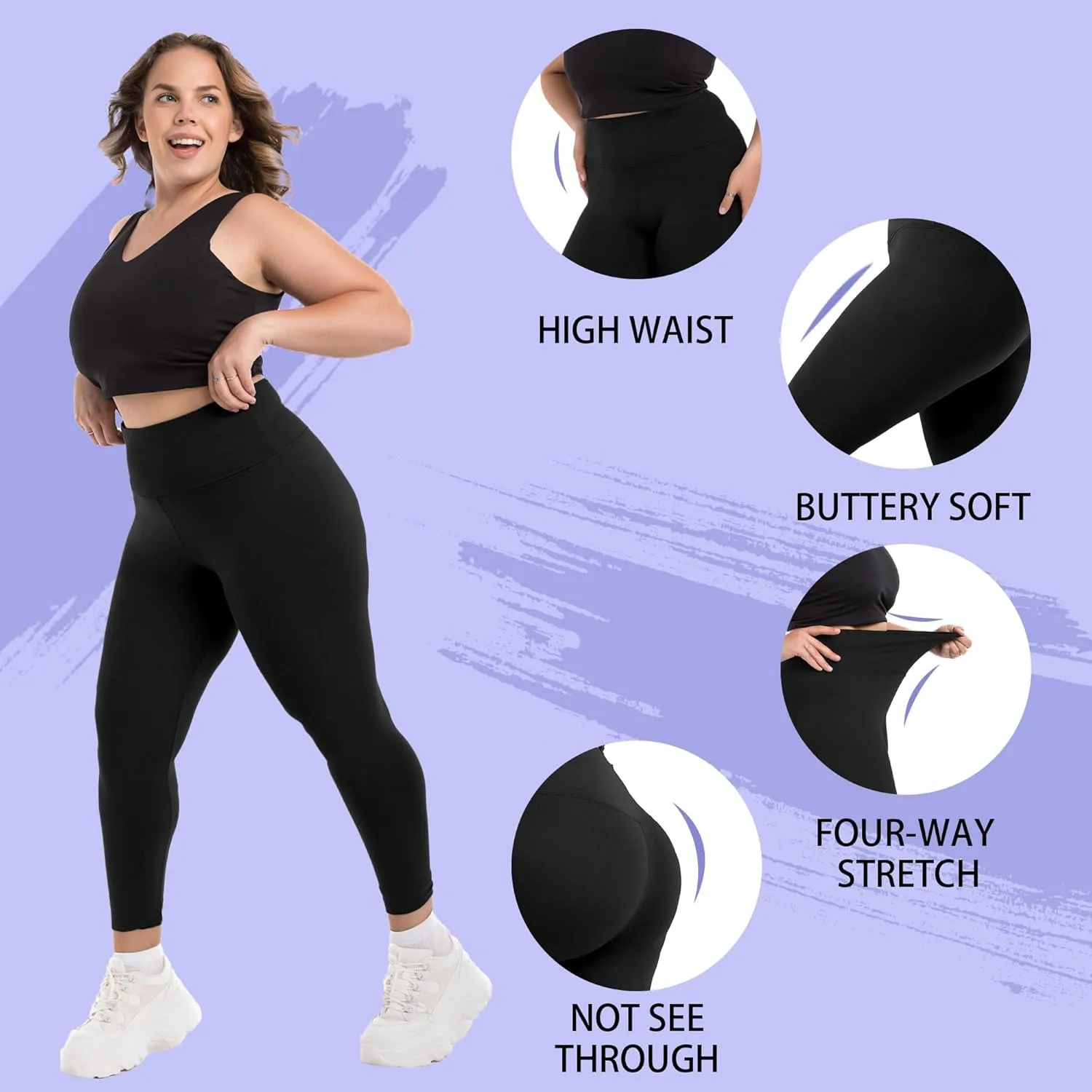 Walifrey High Waist Plus Size Leggings for Women, Buttery Soft Plus Size Leggings