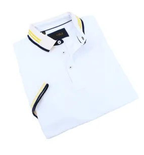 White Polo With Black And Yellow Trim