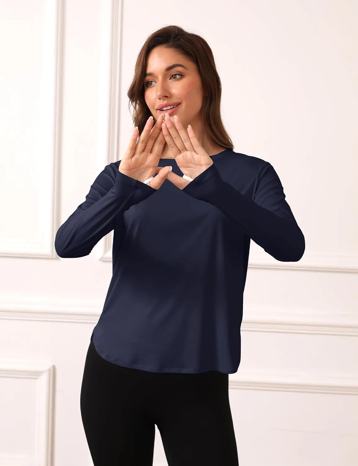 Women's Sun Shirts UPF 50  Protection Shirts Rash Guard Long Sleeve Sun SPF Workout Tops Shirt for Swim Beach Running