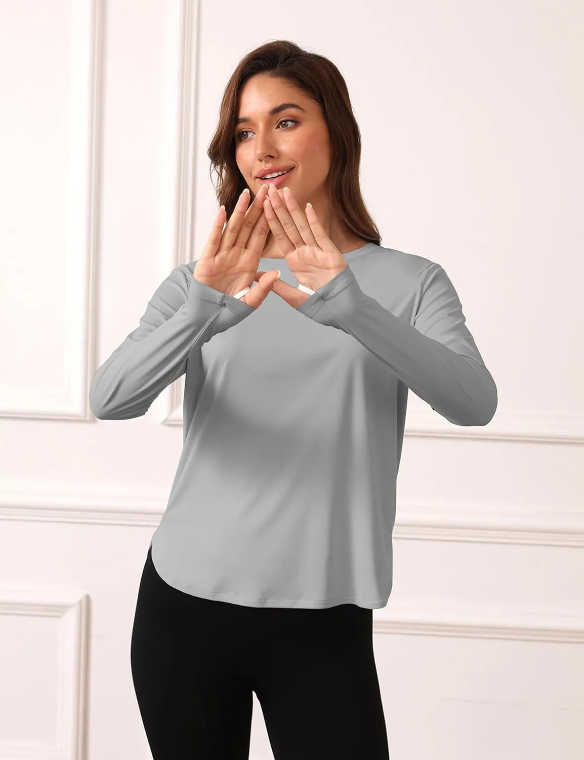 Women's Sun Shirts UPF 50  Protection Shirts Rash Guard Long Sleeve Sun SPF Workout Tops Shirt for Swim Beach Running