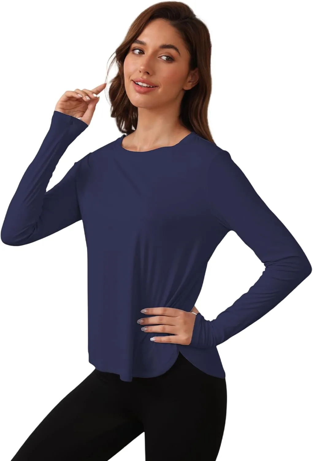 Women's Sun Shirts UPF 50  Protection Shirts Rash Guard Long Sleeve Sun SPF Workout Tops Shirt for Swim Beach Running