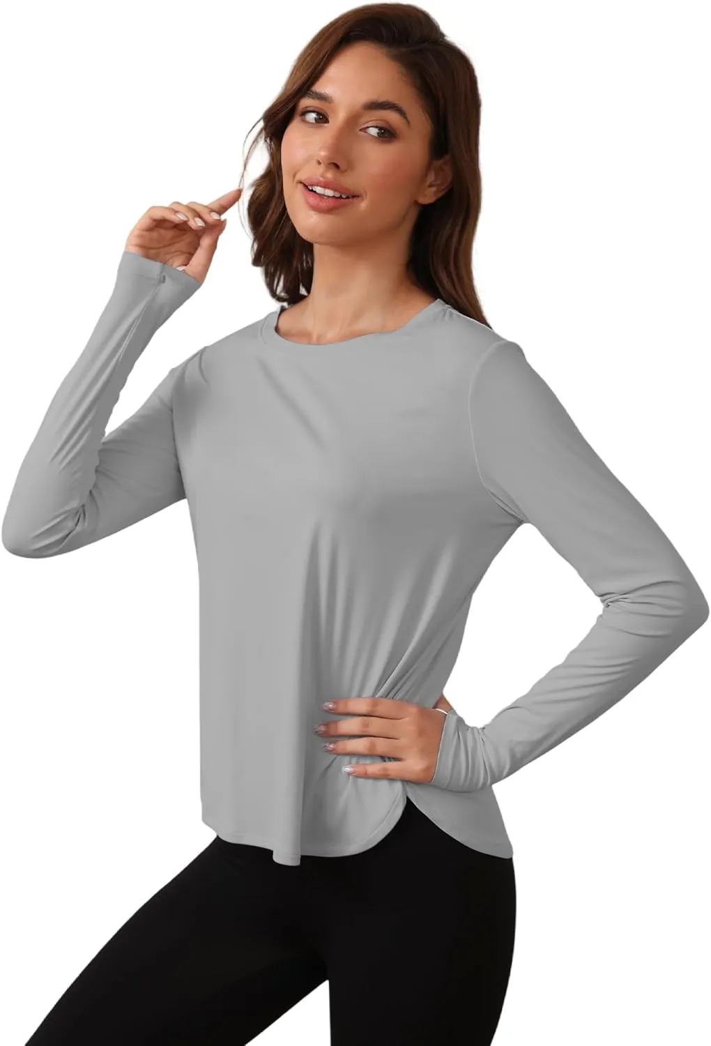 Women's Sun Shirts UPF 50  Protection Shirts Rash Guard Long Sleeve Sun SPF Workout Tops Shirt for Swim Beach Running