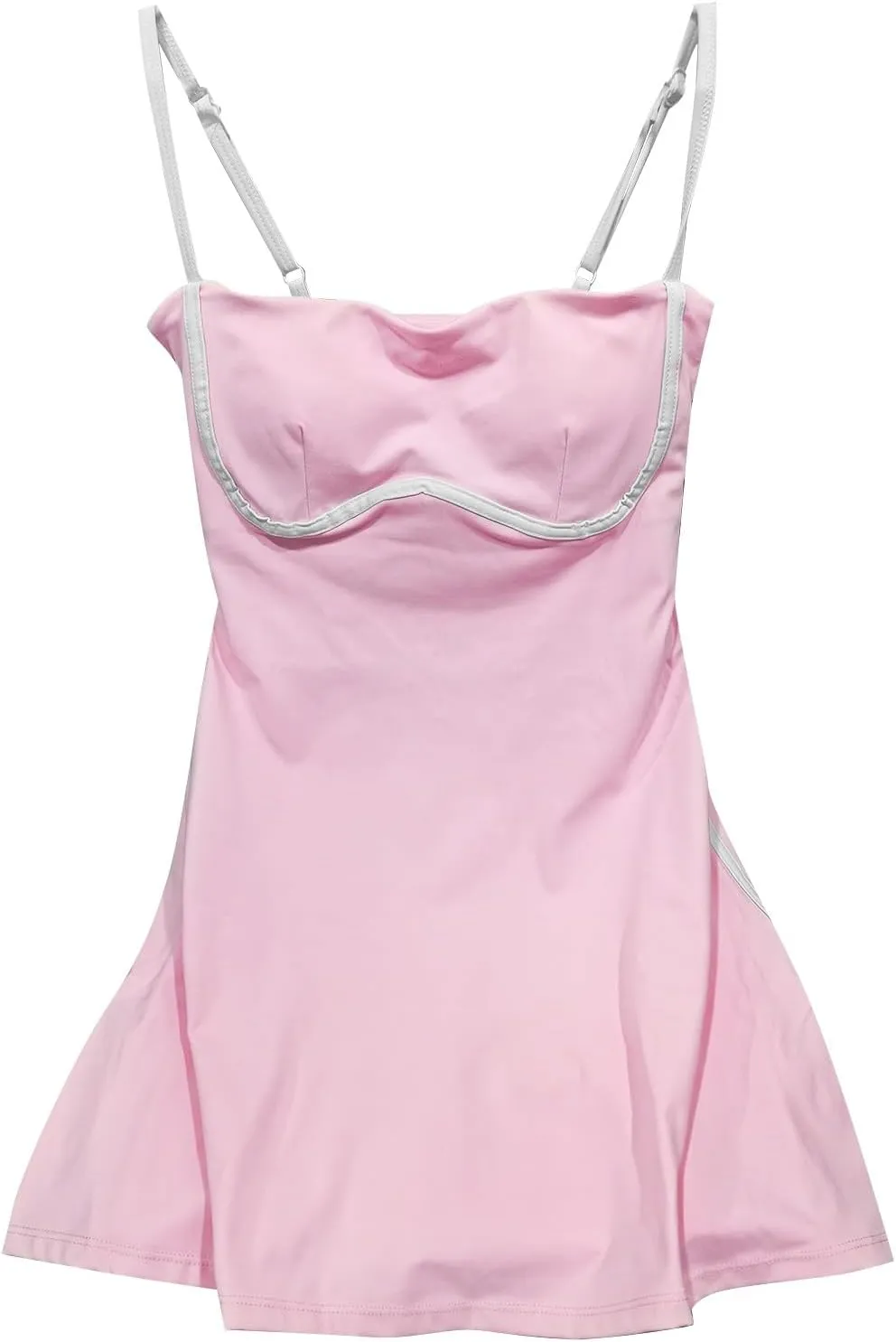 Womens Tennis Sleeveless Mini Dress Stretch Built in Bra Square Neck Fashion Comfy Workout Athletic Golf Dress