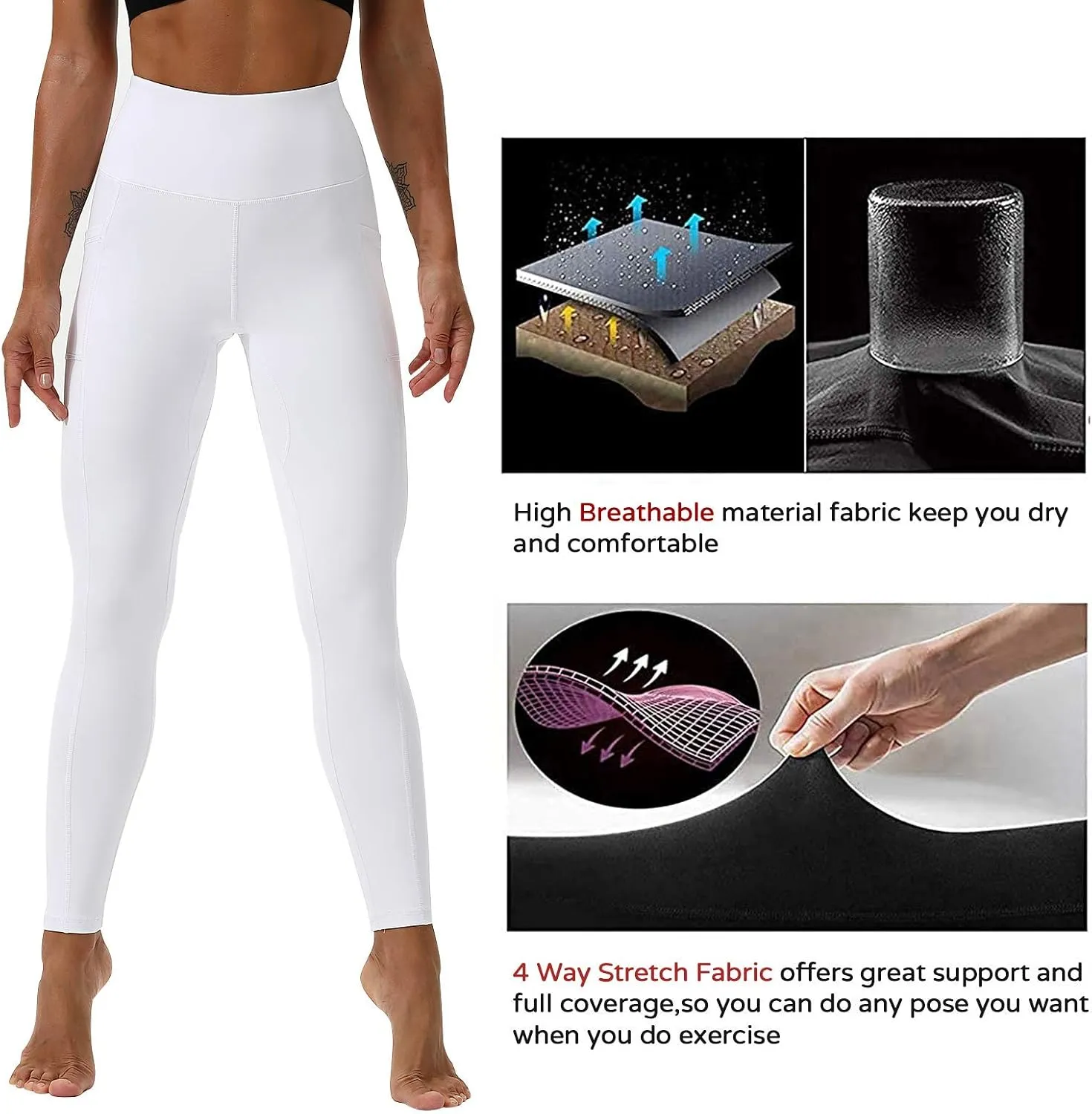 Workout Leggings for Women High Waisted Leggings 7/8 Length Soft Yoga Pants with Pockets