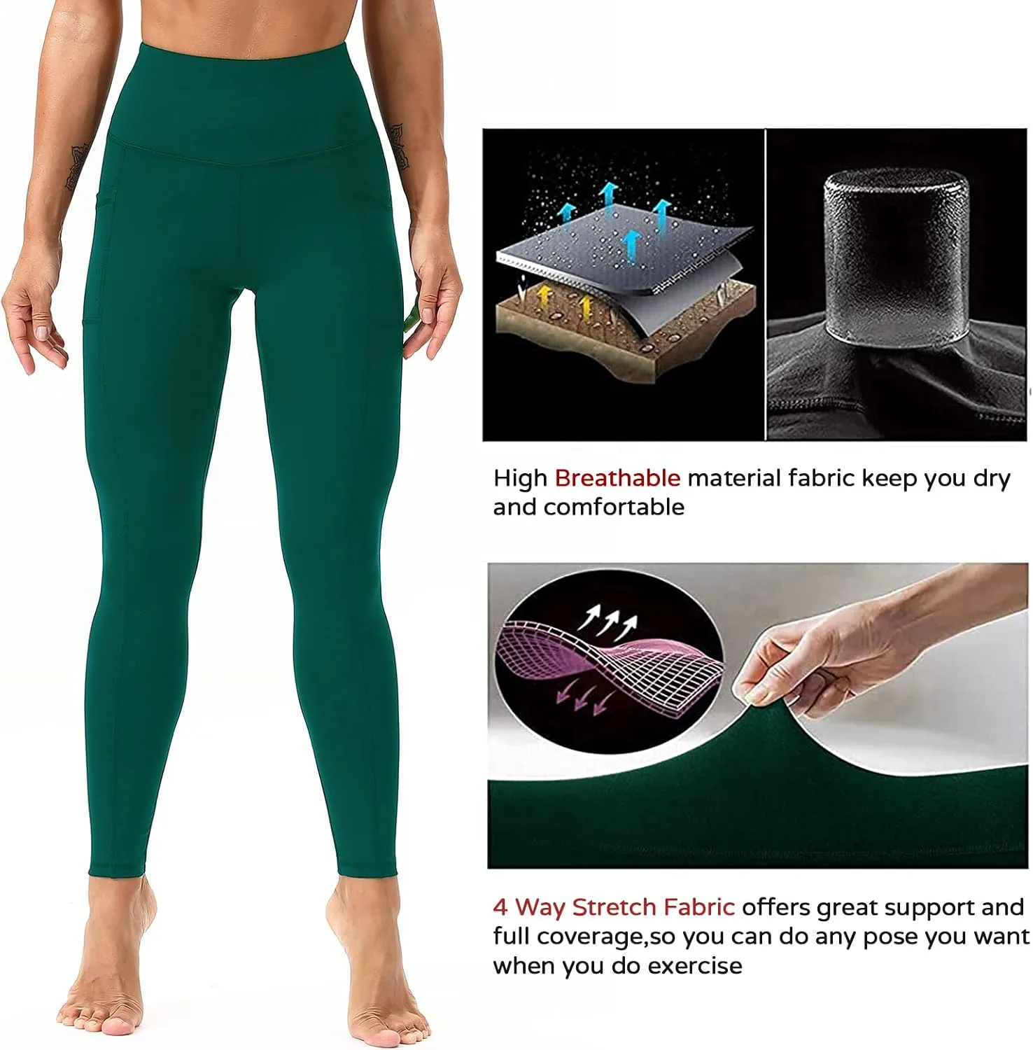 Workout Leggings for Women High Waisted Leggings 7/8 Length Soft Yoga Pants with Pockets