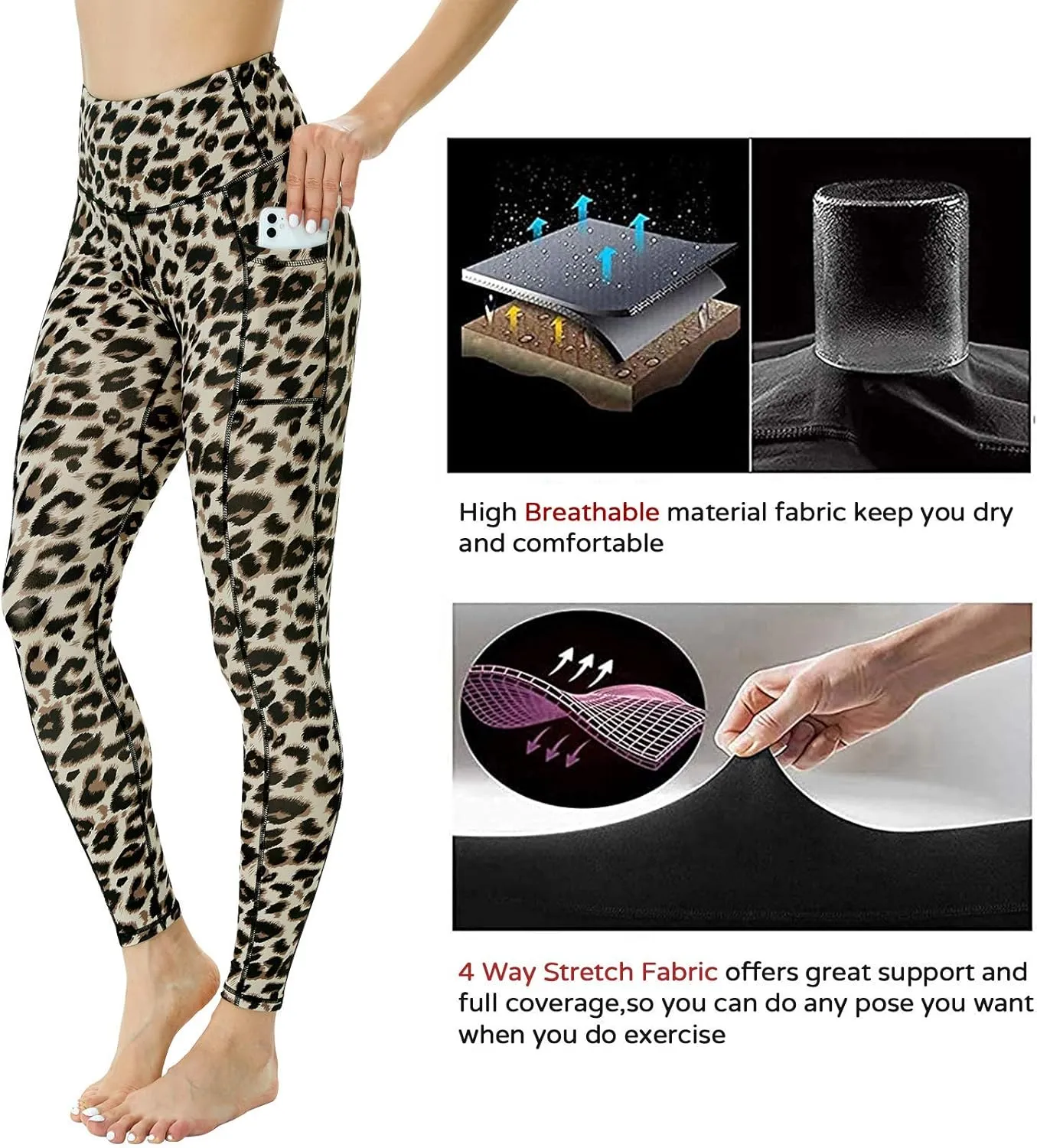 Workout Leggings for Women High Waisted Leggings 7/8 Length Soft Yoga Pants with Pockets