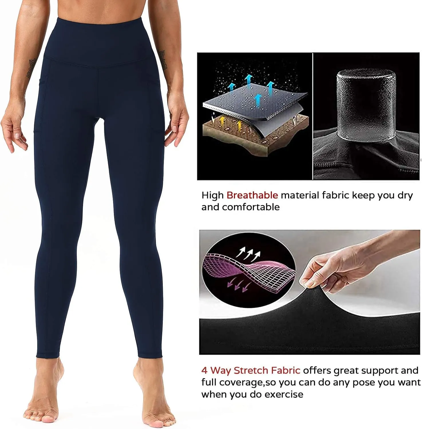 Workout Leggings for Women High Waisted Leggings 7/8 Length Soft Yoga Pants with Pockets