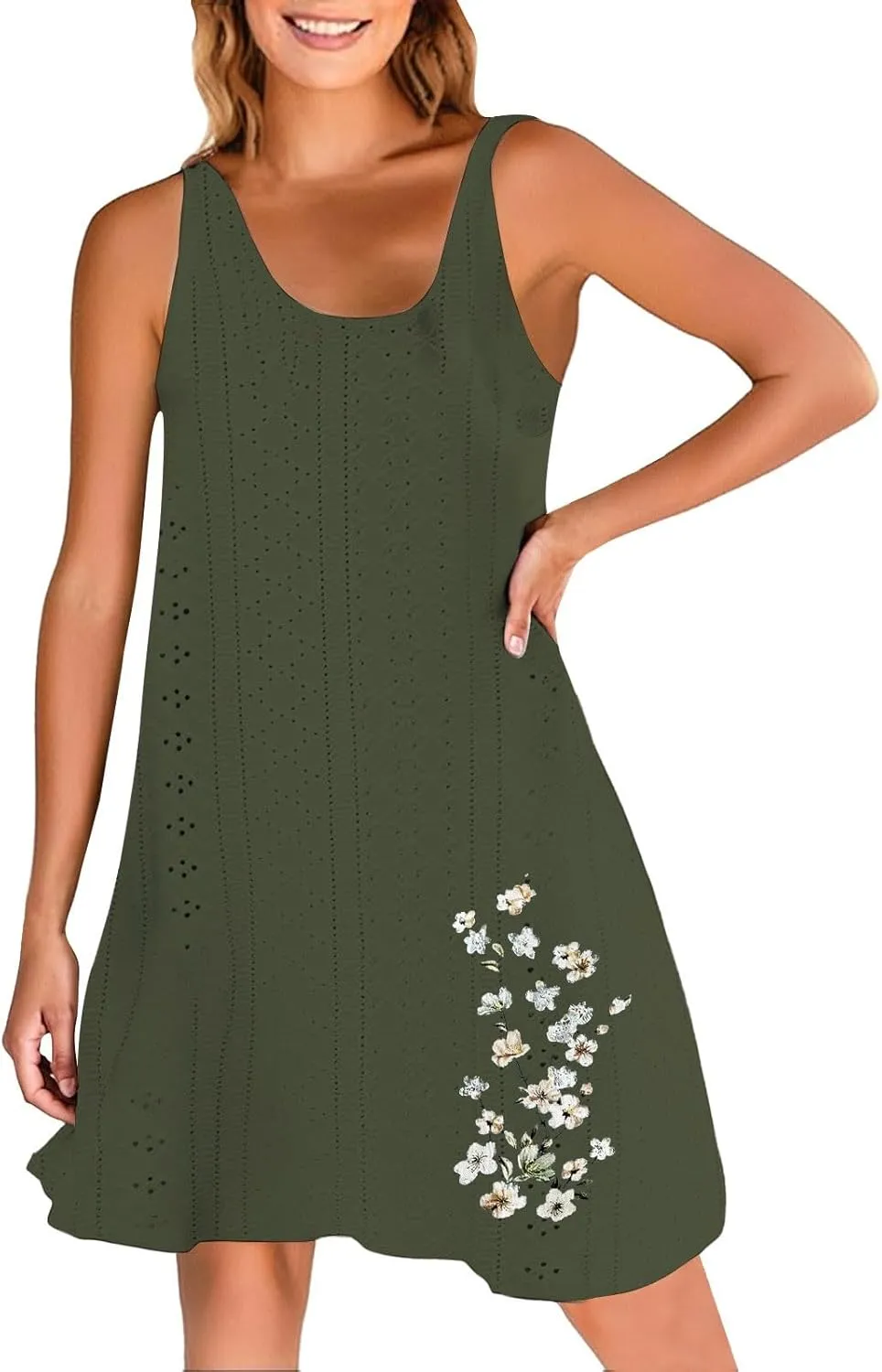 XOWRTE Summer Dresses for Women 2025 Sundresses Vacation Sleeveless Beach Swimsuit Cover Ups Spring Outfits Casual Sun Dress