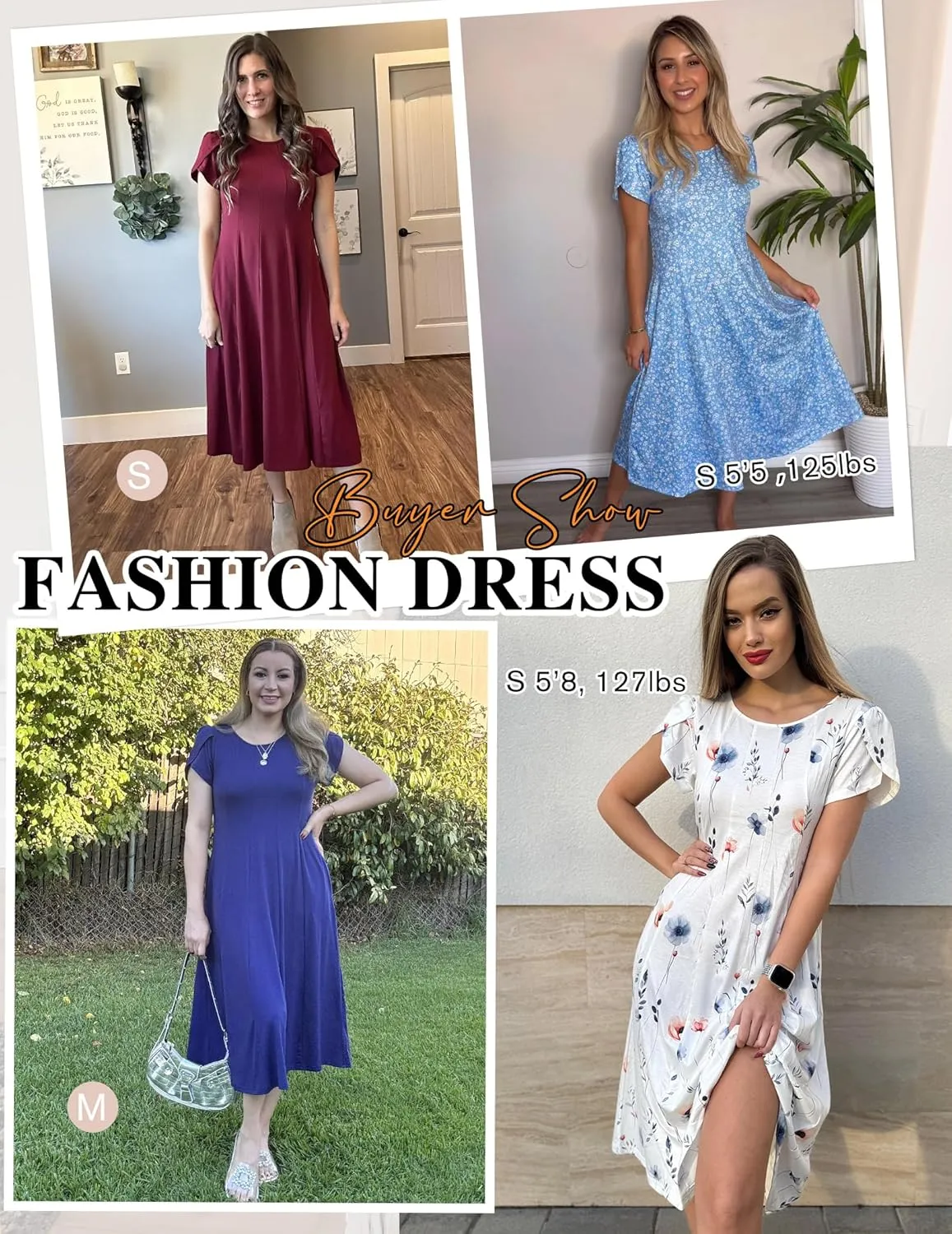 Zeagoo Womens Casual Dresses for Summer Short Sleeve Flare Midi Dress Loose Flowy Beach Sundress