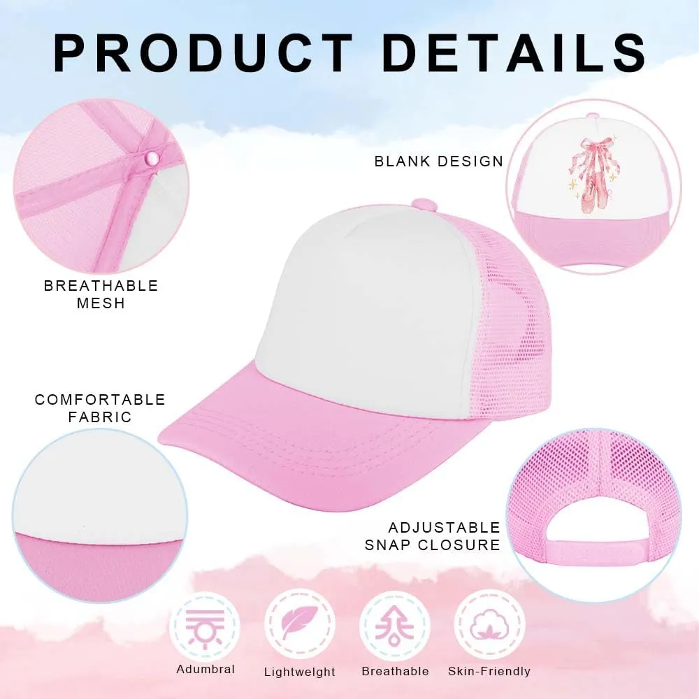 ZH 12 Pcs Sublimation Trucker Hats Blank Mesh Baseball Cap Polyester Bulk Mesh Trucker Hat for Men and Women