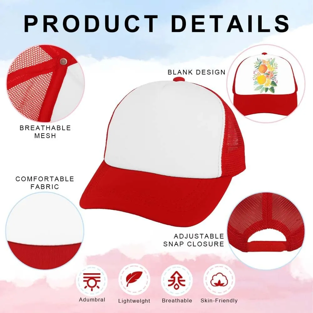 ZH 12 Pcs Sublimation Trucker Hats Blank Mesh Baseball Cap Polyester Bulk Mesh Trucker Hat for Men and Women