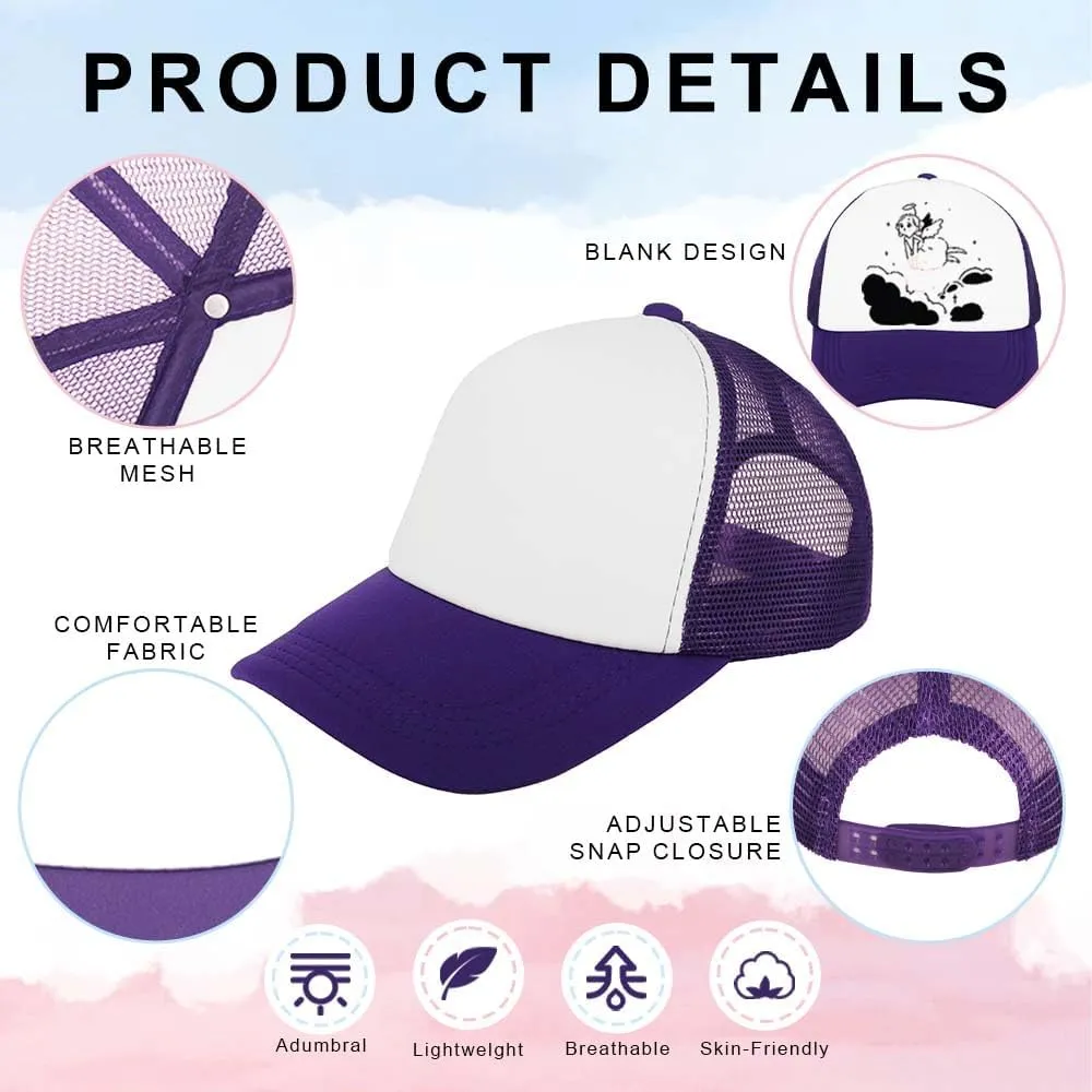 ZH 12 Pcs Sublimation Trucker Hats Blank Mesh Baseball Cap Polyester Bulk Mesh Trucker Hat for Men and Women