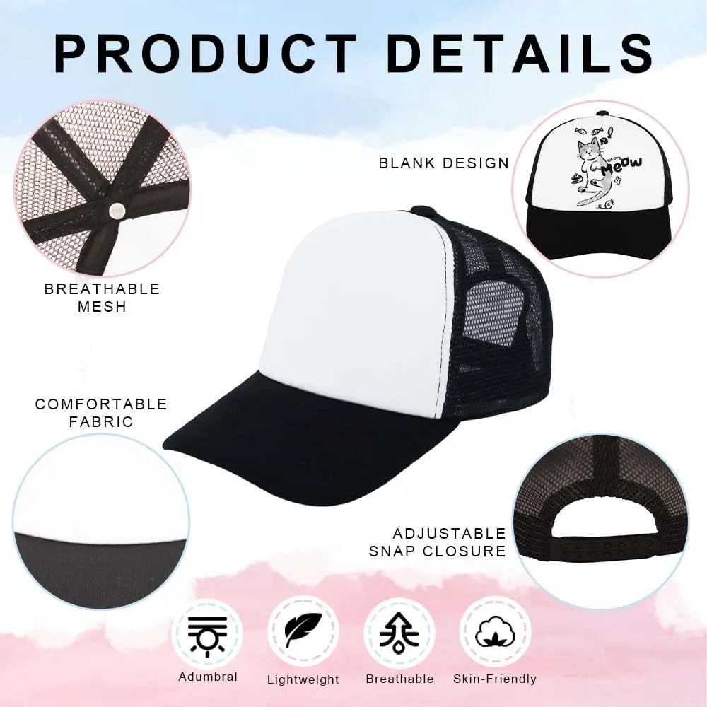 ZH 12 Pcs Sublimation Trucker Hats Blank Mesh Baseball Cap Polyester Bulk Mesh Trucker Hat for Men and Women