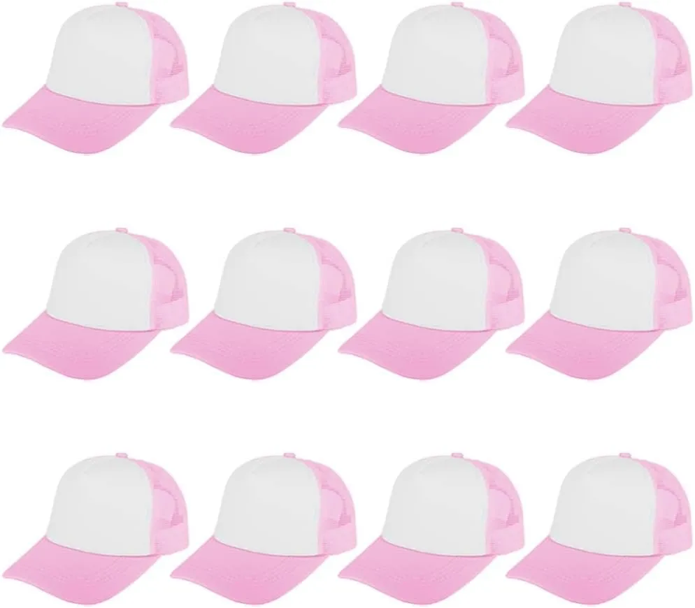 ZH 12 Pcs Sublimation Trucker Hats Blank Mesh Baseball Cap Polyester Bulk Mesh Trucker Hat for Men and Women