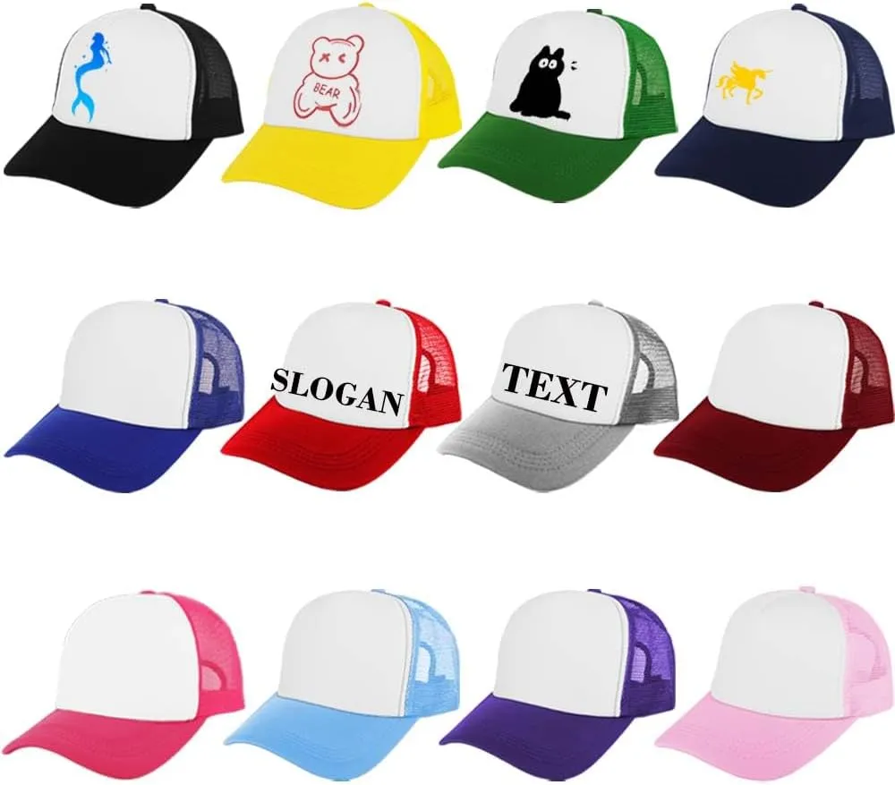 ZH 12 Pcs Sublimation Trucker Hats Blank Mesh Baseball Cap Polyester Bulk Mesh Trucker Hat for Men and Women