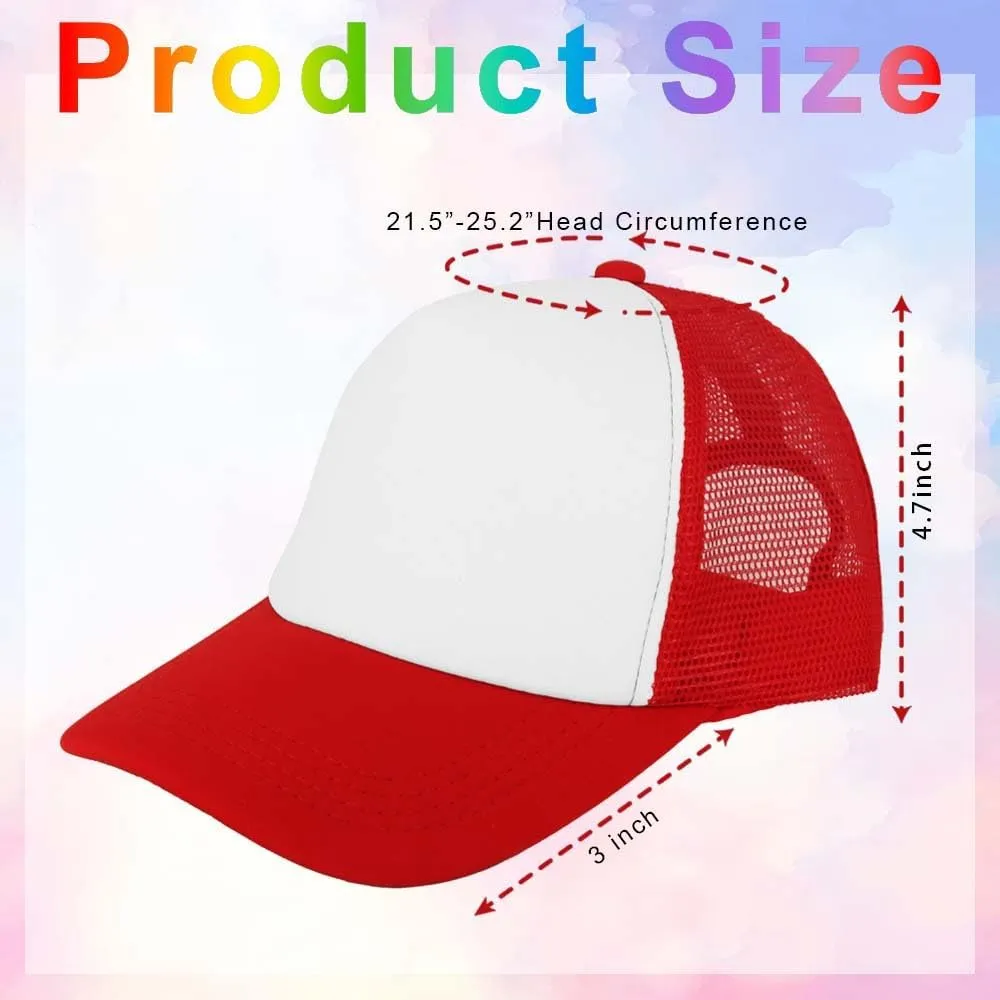 ZH 12 Pcs Sublimation Trucker Hats Blank Mesh Baseball Cap Polyester Bulk Mesh Trucker Hat for Men and Women