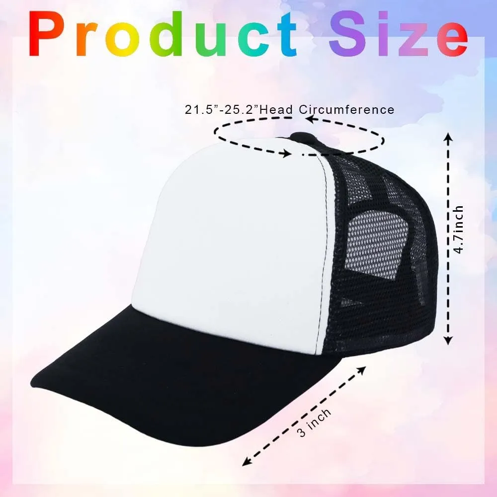 ZH 12 Pcs Sublimation Trucker Hats Blank Mesh Baseball Cap Polyester Bulk Mesh Trucker Hat for Men and Women
