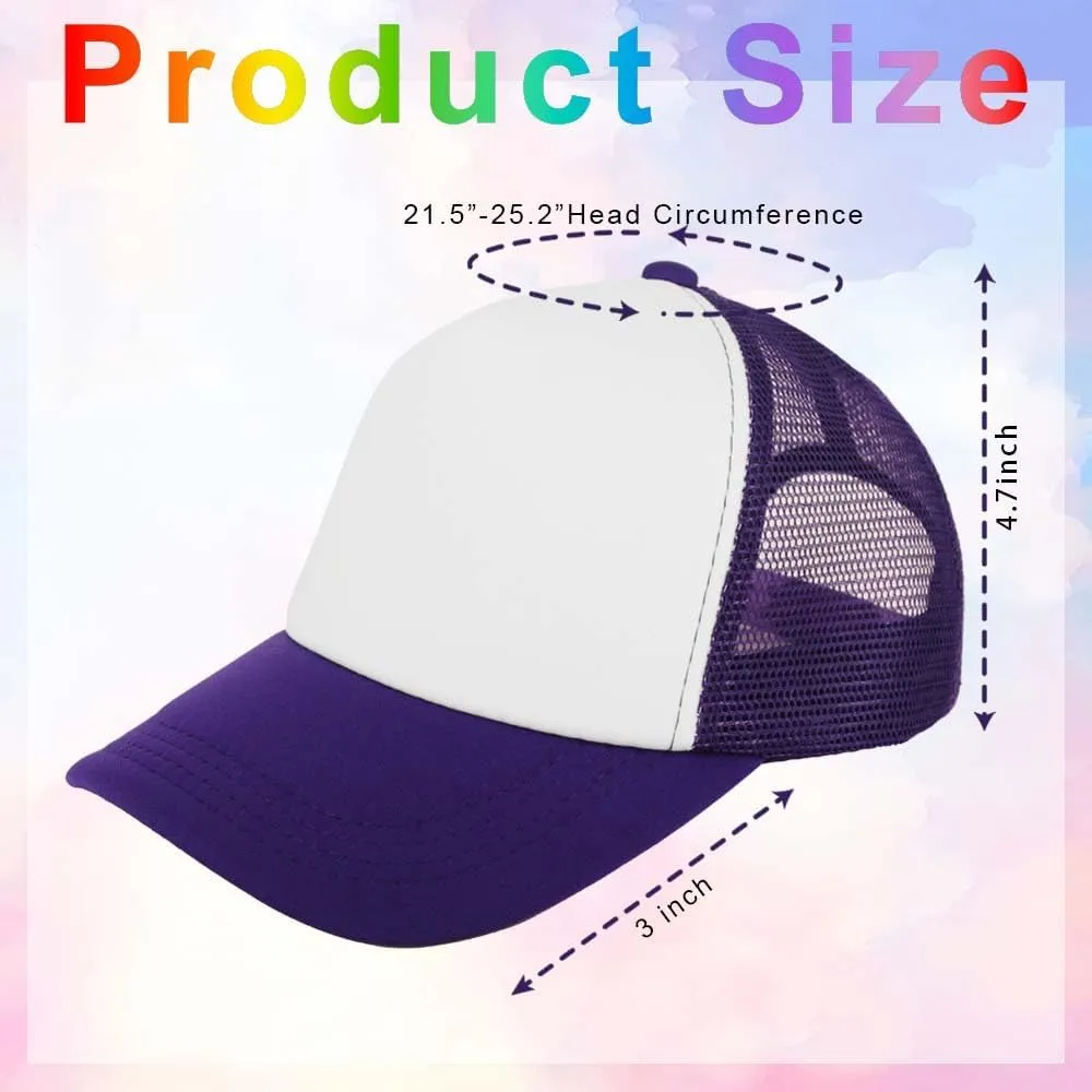 ZH 12 Pcs Sublimation Trucker Hats Blank Mesh Baseball Cap Polyester Bulk Mesh Trucker Hat for Men and Women